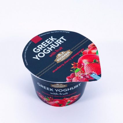 زبادي يوناني 2% بالفراولة والرمان والكرز 170 جرام